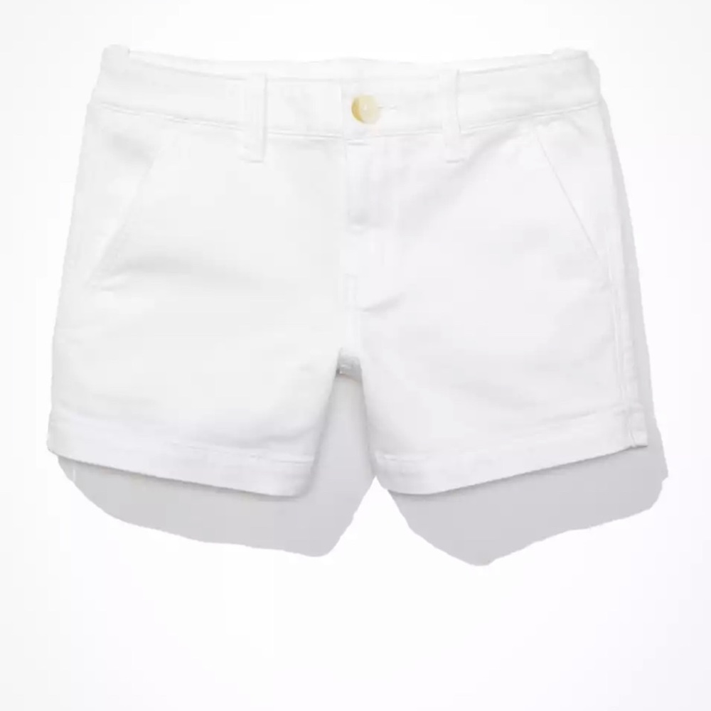 AEO white khaki midi shorts